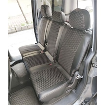 Volkswogen Caddy 2015 2020 Arası Uyumlu Siyah Zemin Beyaz Nakışlı Taytüyü Siyah Deri Karışımı