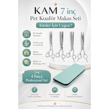 Kam 7 İnç Pet Kuaförlüğü İçin Başlangıç Köpek Tıraş Makas Seti 4 Parça