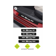 Karbon Kapı Eşik Koruyucu Bmw 730d Long Yazılı Dekoratif Siyah Karbon Beyaz Yazılı 4 Parça Koruma Bmw 730d Long