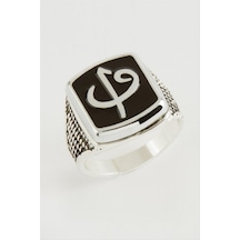 Ilkeshop Vav Elif Metal Erkek Yüzük - Gümüş Rengi