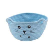 Novahub Dokuma Pamuklu Halat Kedi Kulağı Saklama Sepetleri Masaüstü Çeşitli Eşyalar Çocuk Oyuncakları Düzenleyici Kutu Kirli Giysiler Hampe Kozmetik Tutucu Mavi Mavi