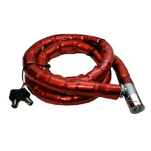 Motor Bisiklet Kilidi 150cm Pvc Kaplı Motor Kilidi Kalın 2 Anahtar Çelik Halat Kırmzı