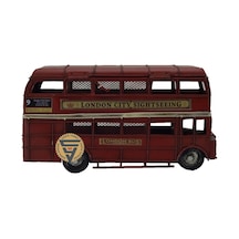 Dekoratif Nostaljik Metal Vintage London Bus Kırmızı