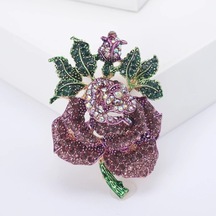 Ganzhoushop Uni Rhinestone Red1508 Pimleri O Multı Multı Kırmızı Kadınlar İnci İşlemeli Gül Endy Düğün Çiçekler Broş Kt Çok Renkli