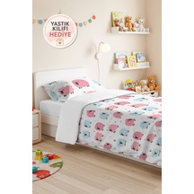 Evimde Bambaşka Pembe Mavi Kuzu Çocuk Odası Dekoratif Pike Takımı-sevimli Pudra Bebek Odası Yatak Örtüsü-160x220  CM