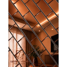 Lucitart 30 Adet 10cmx5cm Tuğla Desenli Aynalı Pleksi Kendinden Yapışkanlı Dekoratif Duvar Aynası 9 Renk Seçeneği Bakır