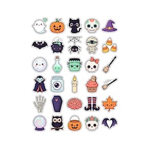 30 Adet Cadılar Bayramı Sticker Seti - Laptop Defter Ajanda Valiz İçin Çok Renkli