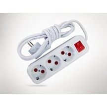 Anahtarlı Topraklı 3'lü Priz 2 Mt Elektrik Prizi