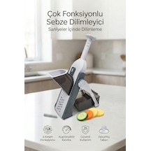 Çok Fonksiyonlu Manuel Sebze Dilimleyici Ve Doğrayıcı 4 Bıçaklı Ayarlanabilir Kalınlık Beyaz