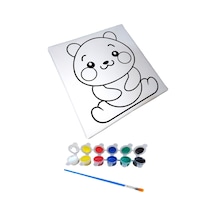 Hayal Sepeti Sevimli Panda Resimli Tuval 20 X 20 6lı Boya, Fırça Boyama Seti