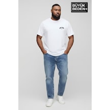 Superlife Süperlife Erkek Büyük Beden New York Baskılı 3xl-6xl Bisiklet Yaka Tshırt Spr26bts510-05 Beyaz