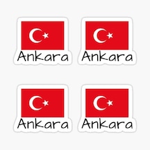 Ankara Bayrak Sticker Oto Etiket Araba Yapıştırma 13Cm