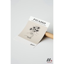 Picasso Çiçek Litografi, Çerçevesiz Yüksek Kalite Duvar Afişi - Modern Ev Dekorasyonu
