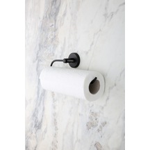 Kağıt Rulo Havluluk, Peçetelik Banyo Askısı - Mat Siyah Siyah Metal Diğer