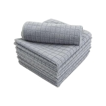 Nysköljd Solingen Mikrofiber Mutfak Bezi Tezgah Bezi Kareli Genel Temizlik 40x40 Cm 3 Adet Mikrofiber Mutfak Havlusu Kare Desenli Yüksek Emici Gri