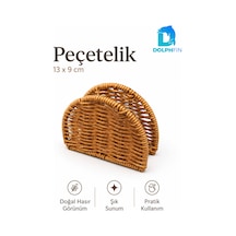 Hasır Görünümlü Peçetelik 13 X 9 Cm Dekoratif Masaüstü Peçete Tutucu Kahverengi