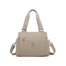 Smart Bags Orta Boy Çok Cepli Su Geçirmez Hafif Krınkıl Kumaş Kadın Omuz Çantası Bej 06155184