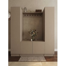 Karnaval Portmanto P9102-7 Kum Taşı - 4 Kapaklı Askılık Portmanto - Vestiyer - Ayakkabılık