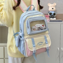 Novahub Kız Öğrenci Sırt Çantası Ortaokul Öğrenci Sırt Çantası Renk Kontrastlı Öğrenci Okul Çantası Siyah Siyah