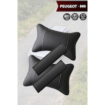 Peugeot 505 Uyumlu Deri Yastık Lüks Deri Kemer Koruyucu Set Siyah