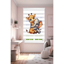 Perdeoutlet38 Baskılı Renkli Sevimli Zürafa Dijital Baskılı Zebra Perde-cocuk Odası-stor Perde Model:pz-5013 Çok Renkli