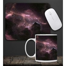 Galaksi Kupa & Galaksi Temalı Mouse Pad 23x19cm Fare Altlığı Kaydırmaz Taban De595 Ofis Hediyesi