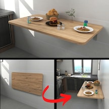 Kydoniahome 45X72 Cm Ahşap Desenli Duvara Monte Kırma Katlanır Masa