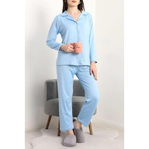 Seka Store Seka Milan Düğmeli Pijama Takımı Mavi - 50728.1929. Çok Renkli