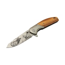 Chongmıng Cm98 Geyikli Ahşap Çakı 20 Cm Manuel, Kemerlikli Sarı