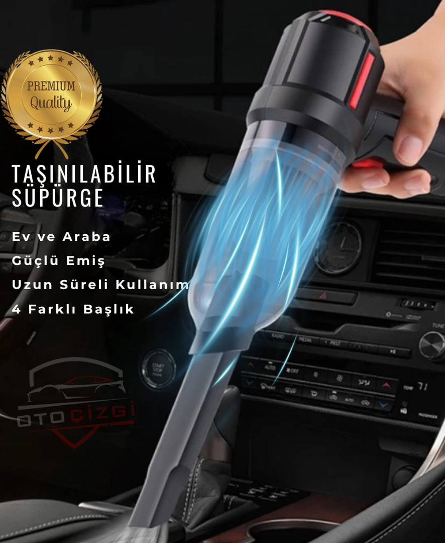 Şarjlı Taşınabilir Araç Süpürgesi Güçlü Vakum, Hafif Ve Elde Taşınabilir Mini Oto Elektrikli Süpürge