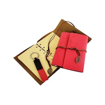 Özel Ahşap Kutulu Kırmızı Deri Defter Ve Anahtarlık Set Özel Ahşap Kutulu Kırmızı Deri Defter Ve Anahtarlık Set