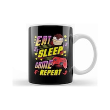 Funny Eat Sleep Game Repeat Gamer Gaming Kupa Bardak Porselen Karışık