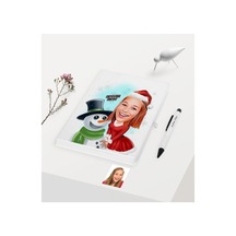 Kişiye Özel Yılbaşı Temalı Bayan Karikatürlü Beyaz Defter Kalem S (394448808)