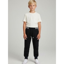 Zekids Erkek Çocuk Scuba Kumaş İçi Şardonlu Beli Paçası Lastikli Kargo Pantolon-16322 Lacivert