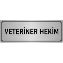 Metal Yönlendirme Levhası, Departman Kapı İsimliği Veteriner Hekim 10x20 cm Gümüş Renk