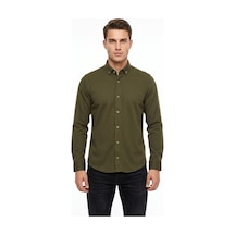 Advante Erkek Spor Slim Fit Uzun Kol Petek Dokulu Gömlek Bgl-st05483 Haki
