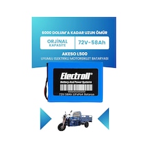 Akeso L500 Uyumlu Batarya Standart Kapasite Lifepo4 72v 58ah Elektrikli Motorsiklet Bataryası