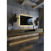 Resital Duvara Monte Ledli 270 Cm Tv Ünitesi Duvar Raflı - Ll6047 Ceviz