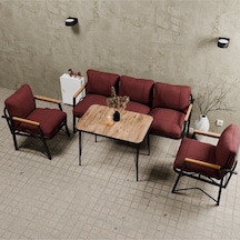 Mb Garden Furnıture Simetri Model, Balkon, Bahçe, Cafe, Metal Koltuk Takımı, Bahçe Takımı , Çay Seti, 3+1+1+masa Bordo
