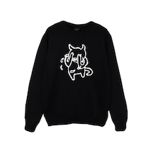 Radiohead Baskılı Sweatshirt Siyah
