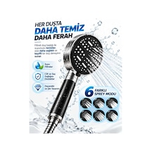 Filtreli 6 Sprey Modlu Duş Başlığı Büyük Panel Siyah Metalik Çok Fonksiyonlu Diğer