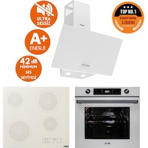 Afm Tech Ve Ferre Sierra Sessiz Elektrikli Vitro Cam Beyaz D087-SA + V6-05 + FM7701 Ankastre Set