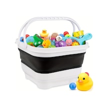 Dream011 Siyah Katlanabilir Hızlı Kuruyan Banyo Oyuncak Saklama Organizatörü Çıkarılabilir Tabanlı Dayanıklı Plastik Çok Bölmeli Duş Sepeti Siyah