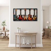 Beş Gitar - Metal Tablo - Dec0226 150 X 78 Cm Çok Renkli