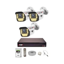 Fury 3 Lü Sesli 15 Warm Led Gece Renkli Görüş Su Geçirmez Güvenlik Kamerası Seti 320gb