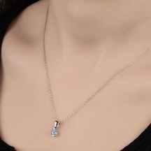 Swarovski Taşlı Gümüş Tektaş Kadın Kolye (523077439)