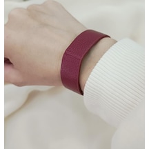 Bileklik Punk Deri Unisex Bordo 1 Adet Bilezik Kadın Kız Aksesuar Bordo