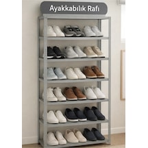 6 Katlı Galvaniz Çelik Gri Renkli Ayakkabılık Rafı 27x57x150cm