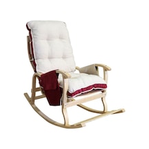 Enda Home Mosso Çift Minderli Ahşap Sallanan Sandalye Tv Baba Koltuğu Dinlenme Koltuğu Bordo - Krem