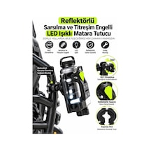 Reflektörlü Sarsıntı & Titreşim Engelli Led Işıklı Gidon Ve Koruma Demiri Bağlantılı Matara Tutucu Mavi - Siyah